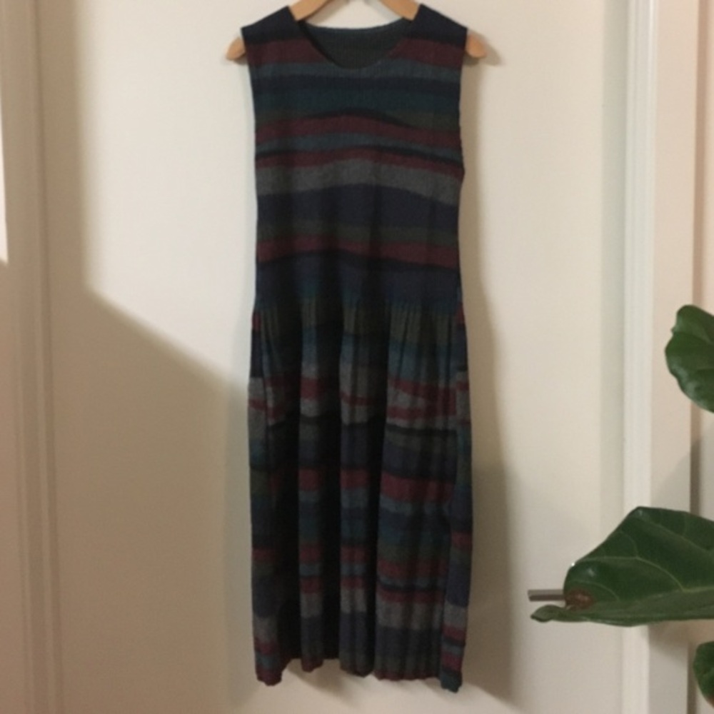 Stripe sweater midi dress